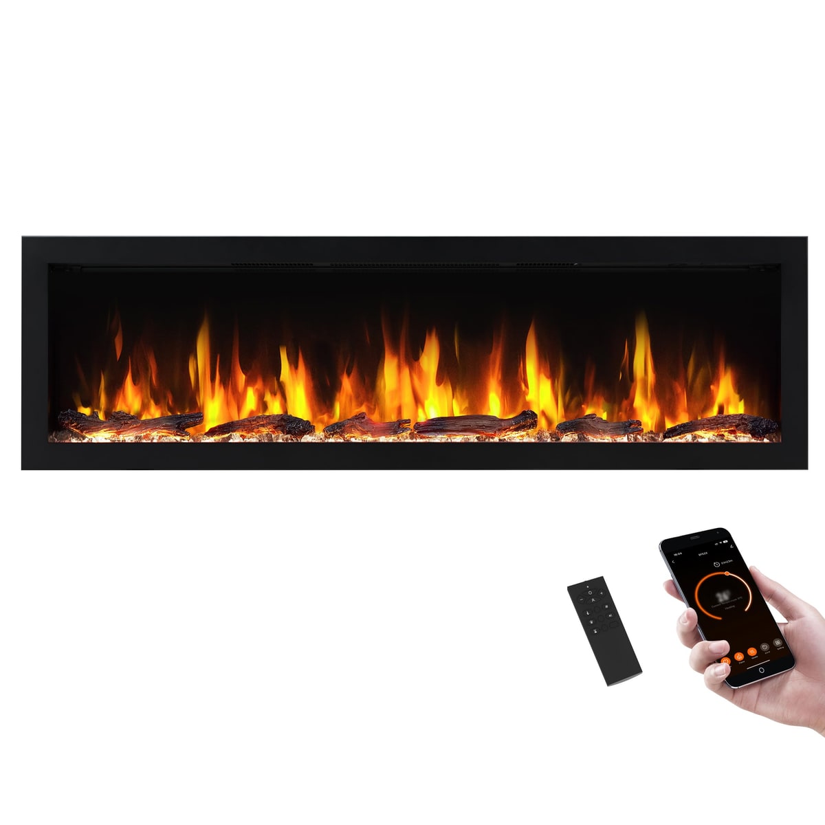 PuraFlame Bernice 60 Inch Smart Linear Electric Fireplace