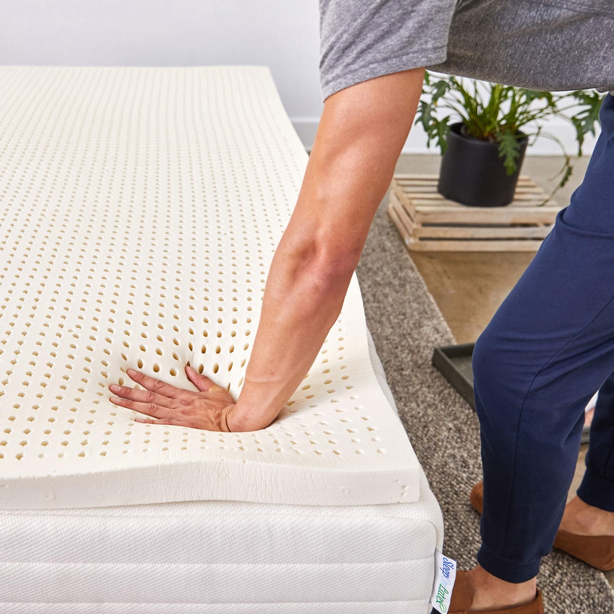 Pure Green Natural Latex Mattress Topper, Soft, 3 Inch, Queen
