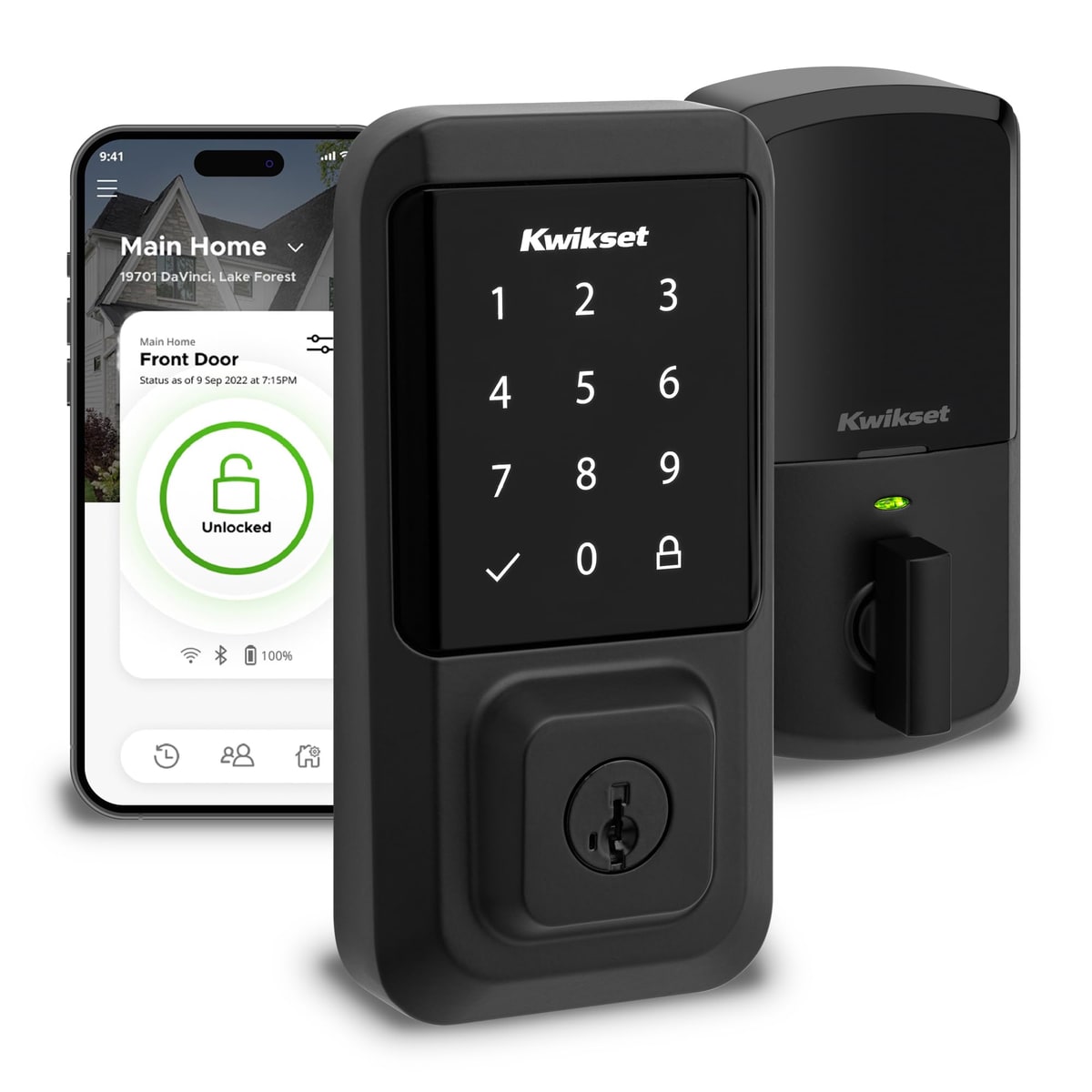 Kwikset Halo Wi-Fi Smart Lock, Touchscreen Deadbolt, Matte Black